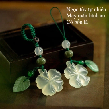Lá Ngọc Móc Khoá & Móc Điện Thoại - Dây Chuyền Trong Suốt, Kem Dưỡng Ẩm, Cỏ May Mắn - Giá 83.358₫