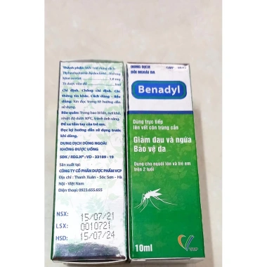 Lăn bôi muỗi Benadyl 10ml – Giảm ngứa, đau, sưng nhanh, an toàn cho trẻ từ 2 tuổi
