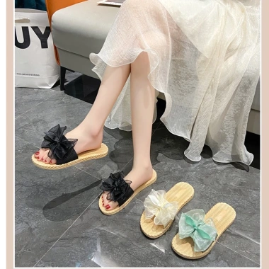 Lenbychia Dép giả cói quai ngang nơ voan xinh xắn Sẵn size Giá 130.000đ