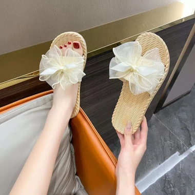 Lenbychia Dép giả cói quai ngang nơ voan xinh xắn Sẵn size Giá 130.000đ