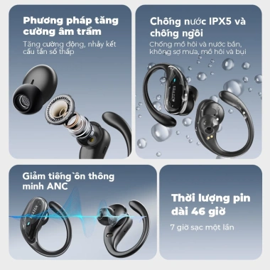 Lenovo ERAZER XT80 Pro - Tai nghe Bluetooth 5.4 OWS, ANC, HiFi, chống nước, phiên dịch, chỉ 262.900 VND