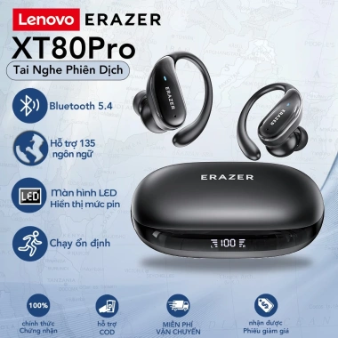 Lenovo ERAZER XT80 Pro Tai Nghe Phiên Dịch AI Bluetooth 5.4 TWS HIFI ANC Chống Nước Đèn LED Độ Trễ Thấp Giá 279.620 VND Lenovo ERAZER XT80 Pro Tai Nghe Phiên Dịch AI Bluetooth 5.4 TWS HIFI ANC Chống Nước Đèn LED Độ Trễ Thấp Giá 279.620 VND