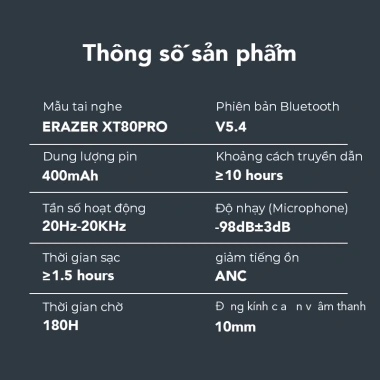 Lenovo ERAZER XT80 Pro Tai Nghe Phiên Dịch AI Bluetooth 5.4 TWS HIFI ANC Chống Nước Đèn LED Độ Trễ Thấp Giá 279.620 VND