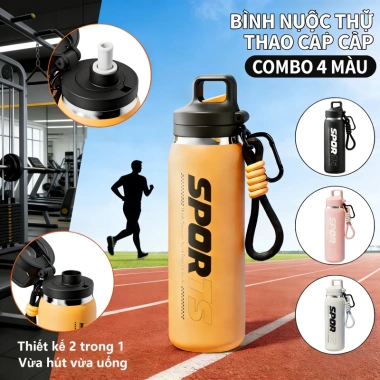 LETSPO ly giữ nhiệt thể thao inox 316 600ml - Mở nhanh 1 nút, không rò rỉ, tháo rửa dễ dàng