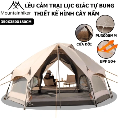 Lều Cắm Trại 5-6 Người Lục Giác Tự Bung - Lều Nấm Siêu Nhẹ, Thích Hợp Camping Dã Ngoại Giá 2,850,000