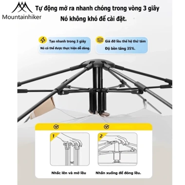Lều cắm trại tự bung 3-4 người Mountainhiker - Chống nước mưa nắng, giá 859.000₫ 5