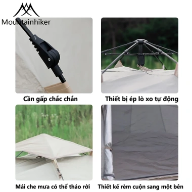 Lều cắm trại tự bung 3-4 người Mountainhiker - Chống nước mưa nắng, giá 859.000₫ 7
