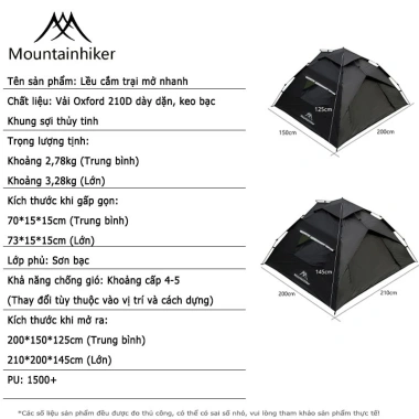 Lều dã ngoại tự động 3-4 người SZK1.029 - Dễ lắp nhẹ, phù hợp camping 9