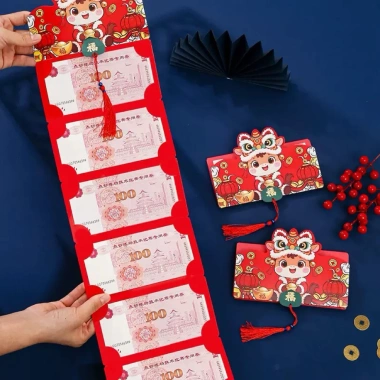 Lì xì tết mẫu mới hot trend, thiết kế nằm ngang kéo dài, nhiều ngăn xếp lớp, chỉ 13.000đ