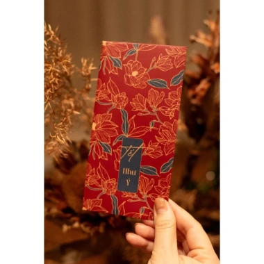 Lì xì thiết kế đẹp Tết gấm hoa phú quý c150 cán mờ dày, in sắc nết giá 17.000