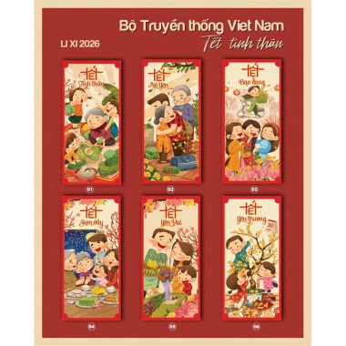 Lì Xì Truyền Thống 60C Đỏ Cao Cấp - Giá Rẻ Nhất 2.026, Chỉ 12.600đ, Sàn Tết 2.026