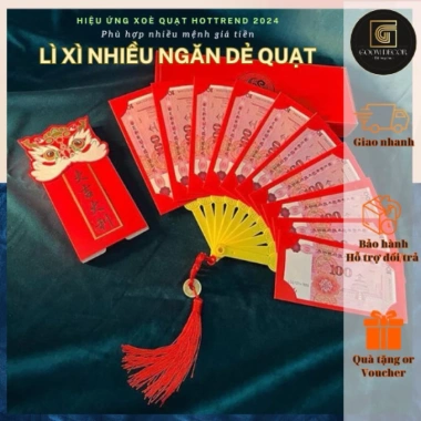 Lì xì xoè quạt Tết Bính Ngọ 2.026 - Bao lì xì con rồng dạng quyển 6-8-10 ngăn, giá chỉ 13.800 VND