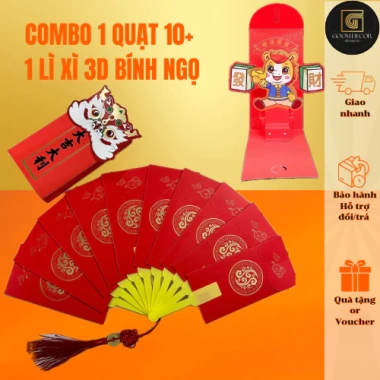 Lì xì xoè quạt Tết Bính Ngọ 2.026 - Bao lì xì con rồng dạng quyển 6-8-10 ngăn, giá chỉ 13.800 VND