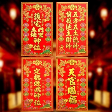 Liễn dán bài vị bàn thiên thổ địa trước nhà - Ông Táo vải nhung 9.500 VND