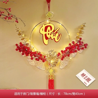 Liễn đỏ treo chữ Tết Phúc Lộc Thọ đèn, mẫu 2.026, trang trí Tết may mắn, 27.900₫