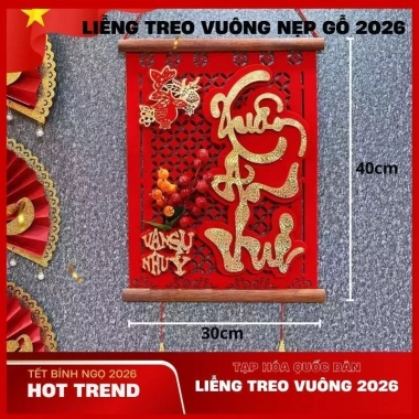 Liễn trang trí Tết Mẫu nẹp gỗ Vuông 2.026 Bính Ngọ – Chữ Xuân Phát Tài – Giá 40.000đ – Xuân An Vui