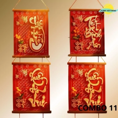 Liễn trang trí Tết Mẫu nẹp gỗ Vuông 2.026 Bính Ngọ – Chữ Xuân Phát Tài – Giá 40.000đ – Xuân An Vui