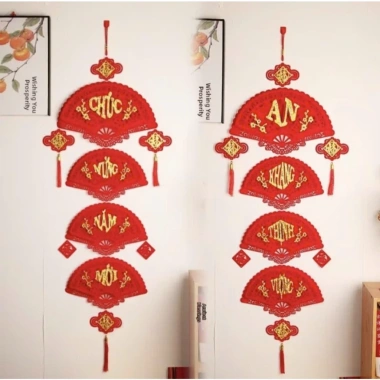 Liễn Treo Tết Hình Quạt Đỏ 4 Tầng - Dây Treo Chúc Mừng Năm Mới Trang Trí Nhà Cửa Giá 70.000 VND