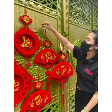 Liễng Nhung Treo Tết 2.026 - Dây Treo Cửa Hình Quạt Vuông, Giá Giảm 57.200₫