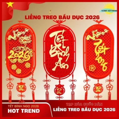 Liễng Treo Tết 2.026 29x106cm Nỉ Nhung Kim Tuyến Dải Decor Bính Ngọ Giá 42k