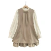 Lily.clothes Suzy Dress Váy ngắn dài tay cổ bèo nơ ngực vải xước Hàn V35 395k 8