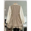 Lily.clothes Suzy Dress Váy ngắn dài tay cổ bèo nơ ngực vải xước Hàn V35 395k 9