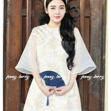 Linda Dress Đầm Nữ Cổ Tròn Áo Dài Cách Tân - Váy Nữ Tết Giá Ưu Đãi 265k