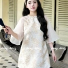Linda Dress Đầm Nữ Cổ Tròn Áo Dài Cách Tân - Váy Nữ Tết Giá Ưu Đãi 265k 3