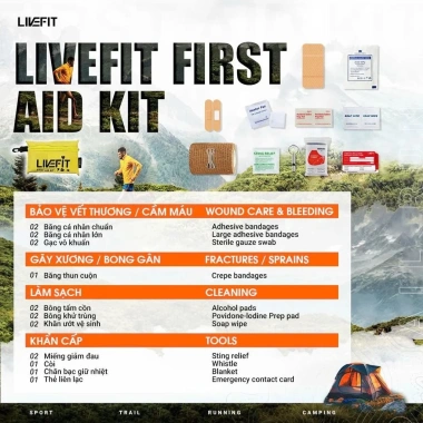 LiveFit Túi Sơ Cứu Đa Năng 17in1 - Bộ Kit First Aid Giá 175.000đ Tiết Kiệm An Toàn Cho Mọi Tình Huống