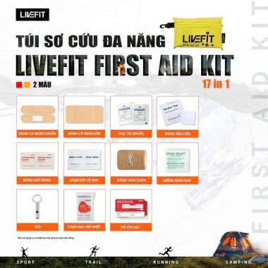 LiveFit Túi Sơ Cứu Đa Năng 17in1 - Bộ Kit First Aid Giá 175.000đ Tiết Kiệm An Toàn Cho Mọi Tình Huống