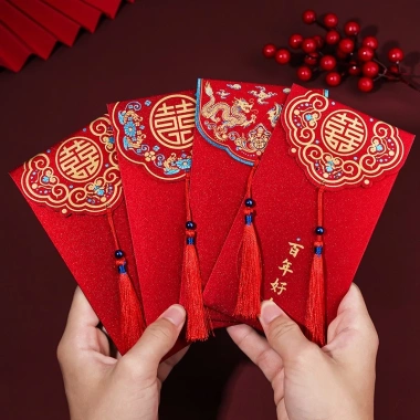 Lixi Đỏ Mừng Cưới, Song Hỷ, Bê Tráp Ăn Hỏi - Nạp Tài Ngày Cưới Phong Cách Sang Trọng 3.870 VND giảm 3.000 VND 5