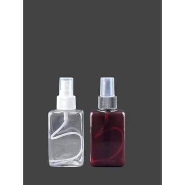 Lọ chiết chai nhựa dẹt trong nâu 100ml - Nắp nhựa đa dạng, giá chỉ 7.000đ