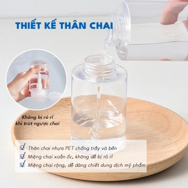 Lọ Chiết Dung Dịch Tẩy Trang Toner Nút Nhấn 120‑300ml - Chai Chiết Mỹ Phẩm KAYFIA Giá 16.000₫