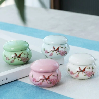 Lọ chiết mỹ phẩm gốm sứ 10g in hoa - Đựng mỹ phẩm sang trọng, chỉ 22.000đ