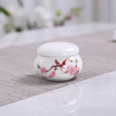 Lọ chiết mỹ phẩm gốm sứ 10g in hoa - Đựng mỹ phẩm sang trọng, chỉ 22.000đ