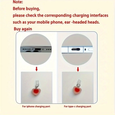 Lỗ Điện Thoại Chống Bụi Cắm Hình Trái Tim - Phù hợp iPhone, Type‑C, Android 6