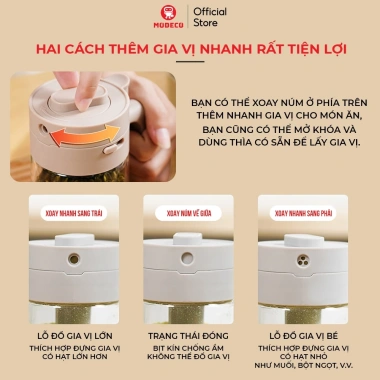 Lọ Đựng Gia Vị Thuỷ Tinh Boro Chống Vỡ Modeco - Hộp Thìa Ngăn Riêng, Chống ẩm, Nắp Khóa 3