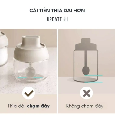Lọ đựng gia vị thủy tinh FEEKA 300ml có thìa chống ẩm - Giá ưu đãi 35.000