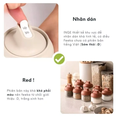 Lọ đựng gia vị thủy tinh FEEKA 300ml có thìa chống ẩm - Giá ưu đãi 35.000