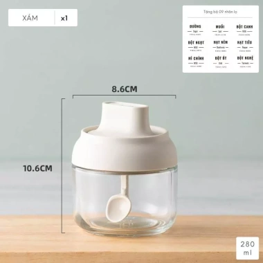Lọ đựng gia vị thủy tinh FEEKA 300ml có thìa chống ẩm - Giá ưu đãi 35.000