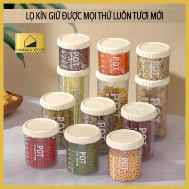 Lọ Đựng Ngũ Cốc Nhựa Suốt Hanmala - Nắp Kín Chống Ẩm 600ml-1.500ml Giá 27.5K