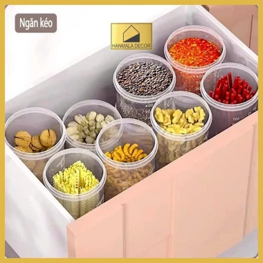 Lọ Đựng Ngũ Cốc Nhựa Suốt Hanmala - Nắp Kín Chống Ẩm 600ml-1.500ml Giá 27.5K