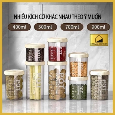 Lọ Đựng Ngũ Cốc Nhựa Suốt Hanmala - Nắp Kín Chống Ẩm 600ml-1.500ml Giá 27.5K 9 Lọ Đựng Ngũ Cốc Nhựa Suốt Hanmala - Nắp Kín Chống Ẩm 600ml-1.500ml Giá 27.5K 9