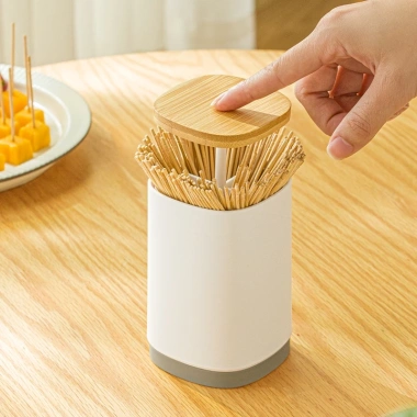 Lọ đựng tăm nút bấm tự động nhựa cao cấp sang trọng - Hộp tăm bông Chỉ nha khoa Nachuan 135k