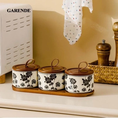Lọ gốm Garende - Bình đựng thực phẩm, hộp đựng thức ăn trang trí cho bàn bếp, kẹo bánh quy