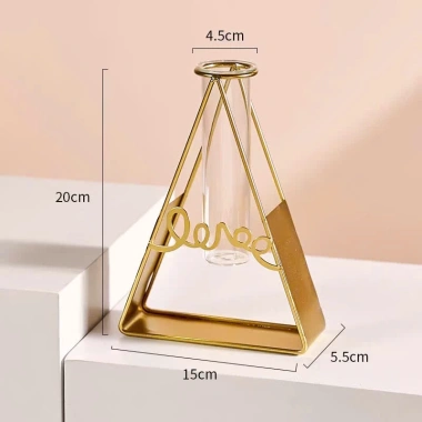 Lọ Hoa Decor Kim Loại Mạ Vàng LOVE - Bình Thủy Tinh Trang Bàn Phòng Khách 83.000