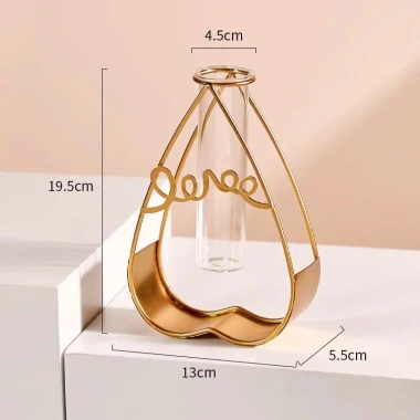 Lọ Hoa Decor Kim Loại Mạ Vàng LOVE - Bình Thủy Tinh Trang Bàn Phòng Khách 83.000