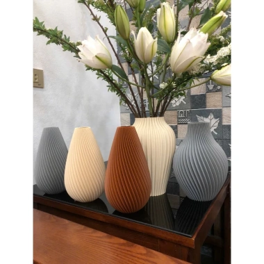 Lọ hoa nhựa vân xoắn decor phong cách tối giản, trang trí bàn, phòng khách, giá 59.000 VND