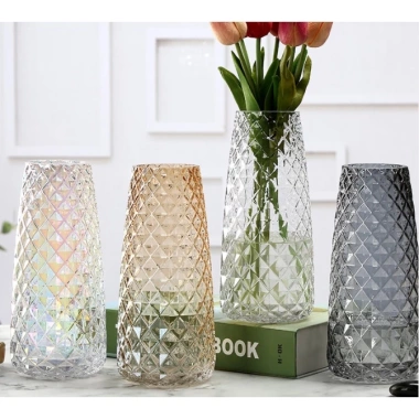 Lọ hoa thủy tinh cao cấp vằn kim cương độc đáo 22cm - Giá chỉ 109.000₫ 2