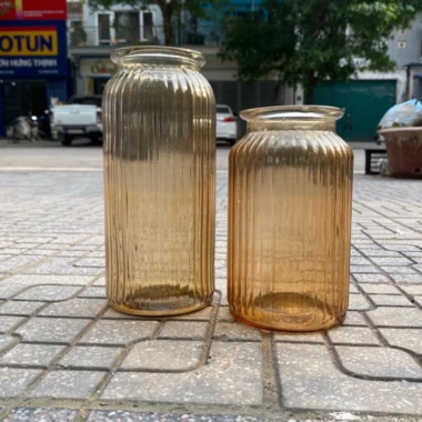 Lọ hoa thủy tinh hổ phách 20-25cm - Bình trang trí nhà cửa sang trọng, chỉ 39.102₫